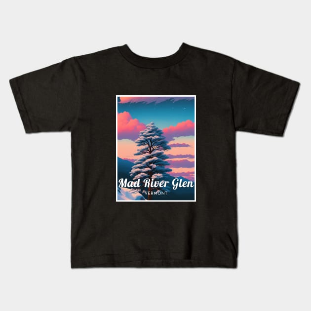 Mad River Glen Vermont Ski Usa Kids T-Shirt by UbunTo